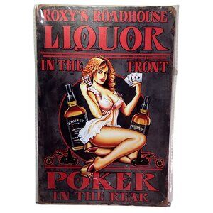 Roxy's Roadhouse Golden Era Adv Pin Up Art Tin 12"x 8" Sign Art New Sealed
